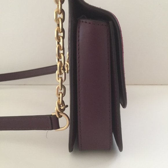 Michael Kors Natalie Leather & Suede Plum Medium Chain Messenger Bag/$378 RETAIL - Picture 7 of 11